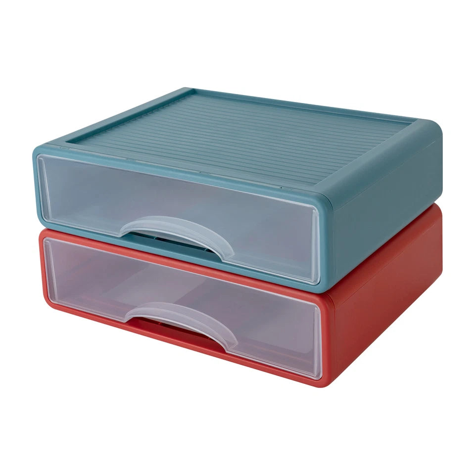 Stackable Office Storage Box with 6 Drawers, Plastic Desktop Drawer Organizer for Home & Office
